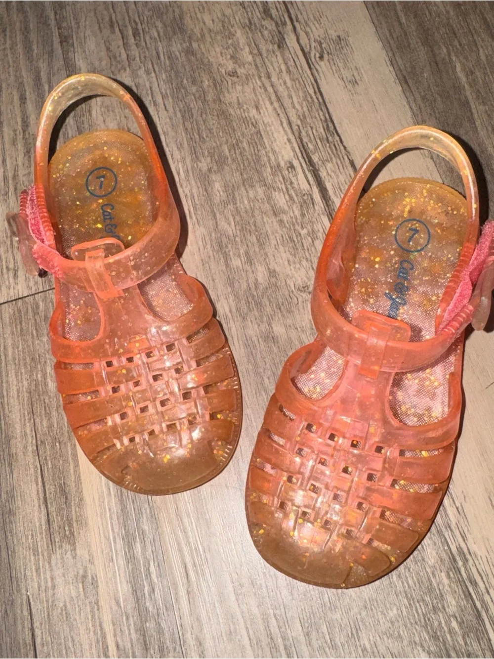 Kids Glitter Jelly Sandals - Pink/Orange